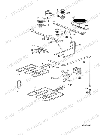 Взрыв-схема плиты (духовки) Faure CMP6985W2 MUL.P.3+1 - Схема узла Electrical equipment 268