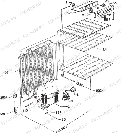 Взрыв-схема холодильника Electrolux TW434G - Схема узла Cooling system 017