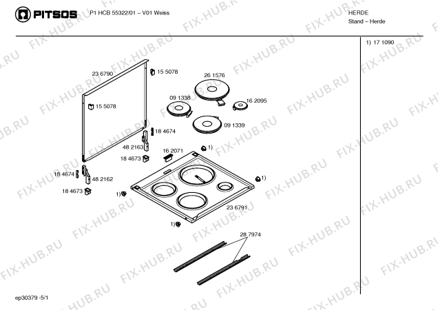Схема №1 HL24428SC с изображением Планка для плиты (духовки) Bosch 00218610