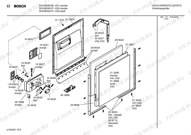 Взрыв-схема посудомоечной машины Bosch SGU8502 Exclusiv - Схема узла 02