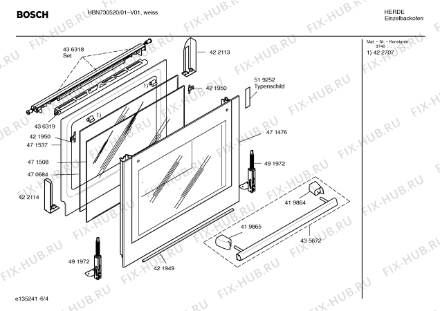 Взрыв-схема плиты (духовки) Bosch HBN730520 - Схема узла 04