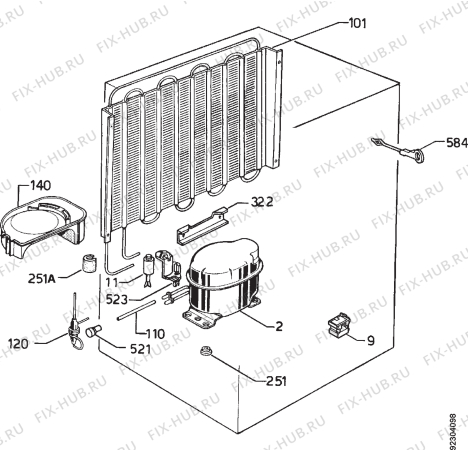 Взрыв-схема холодильника Electrolux ER662P - Схема узла Cooling system 017