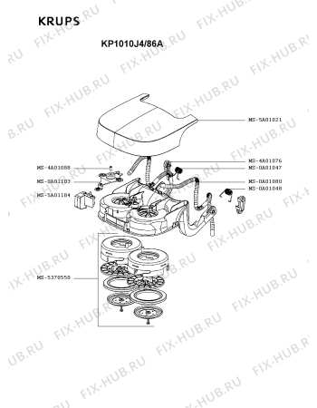 Взрыв-схема кофеварки (кофемашины) Krups KP1010J4/86A - Схема узла GP002957.2P3