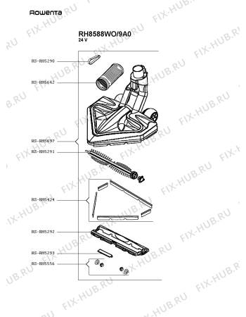 Взрыв-схема пылесоса Rowenta RH8588WO/9A0 - Схема узла KP005297.6P2