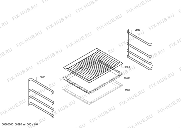 Взрыв-схема плиты (духовки) Bosch HBN431E0F - Схема узла 06