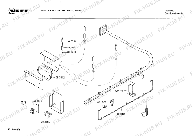 Взрыв-схема плиты (духовки) Neff 195306099 2394.13HEF - Схема узла 04