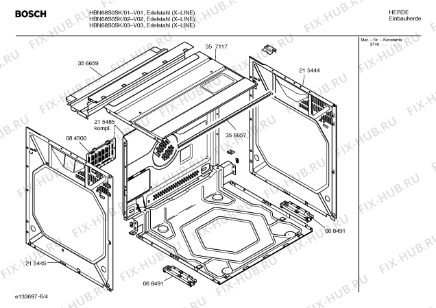 Схема №1 HBN6850SK с изображением Инструкция по эксплуатации для духового шкафа Bosch 00526935