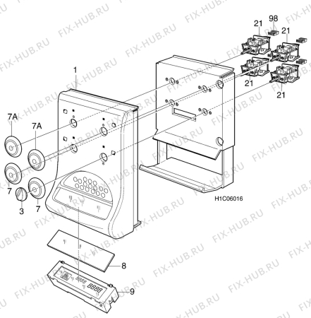 Взрыв-схема комплектующей Electrolux EK6173 - Схема узла H10 Control Panel