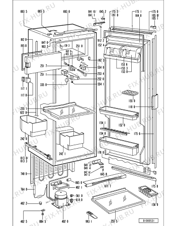Схема №1 KREC 1745/2 AF с изображением Петля (защелка) для холодильника Whirlpool 481250218387