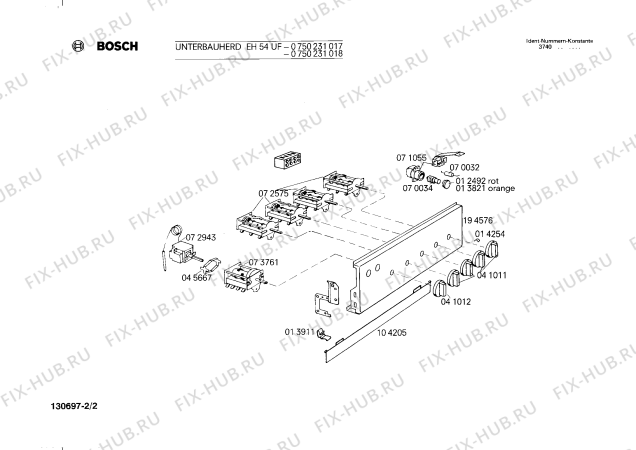 Взрыв-схема плиты (духовки) Bosch 0750231017 EH54UF - Схема узла 02