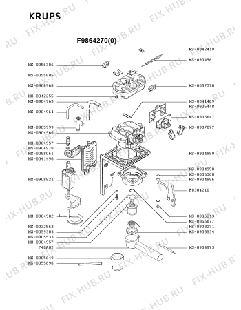 Взрыв-схема кофеварки (кофемашины) Krups F9864270(0) - Схема узла PP001867.3P2