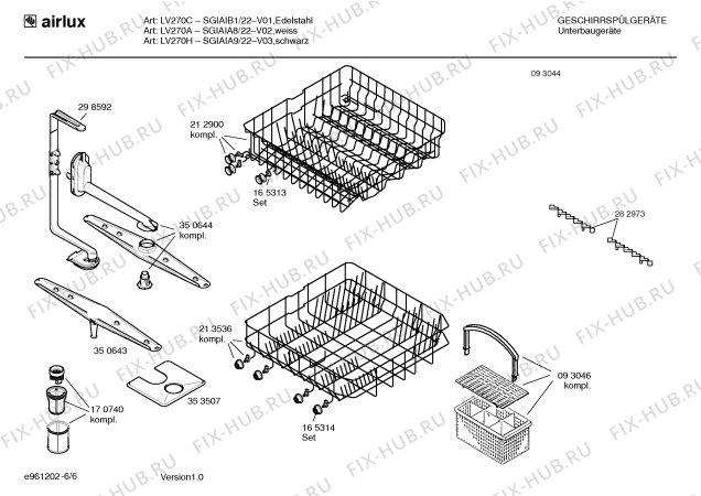 Взрыв-схема посудомоечной машины Airlux SGIAIA8 LV270A - Схема узла 06