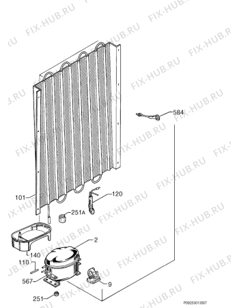 Взрыв-схема холодильника Rex Electrolux FI250/2TB - Схема узла Cooling system 017