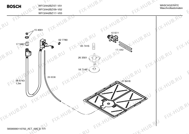 Взрыв-схема стиральной машины Bosch WFO2442BZ Maxx WFO 2442 - Схема узла 05