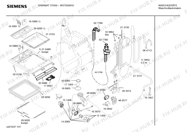 Взрыв-схема стиральной машины Siemens WXT650II Siemens SIWAMAT XT650 electronic AQUA GUARD - Схема узла 04