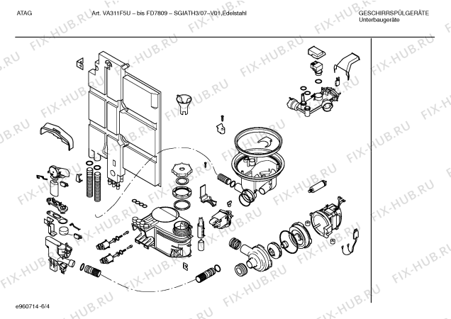 Взрыв-схема посудомоечной машины Atag SGIATH3 VA311F5U - Схема узла 04