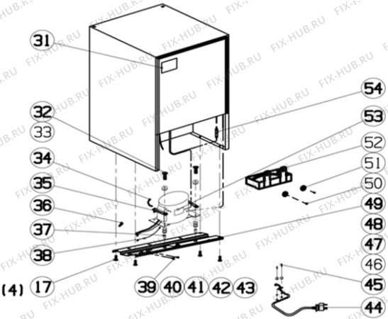 Взрыв-схема холодильника Upo R1038 (421369, HS11562) - Схема узла 02