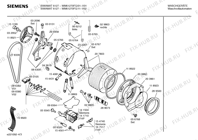 Взрыв-схема стиральной машины Siemens WM61270FG SIWAMAT 6127 - Схема узла 03