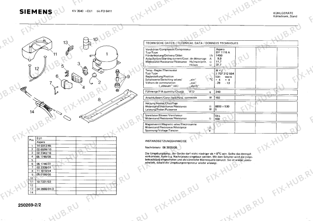 Взрыв-схема холодильника Siemens KV3540 - Схема узла 02