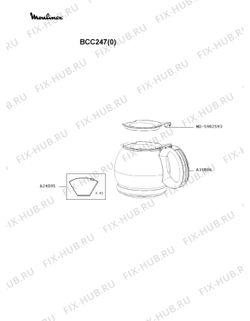 Взрыв-схема кофеварки (кофемашины) Moulinex BCC247(0) - Схема узла GP001463.2P2