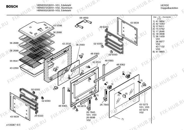 Схема №1 HBN9352GB с изображением Панель управления для плиты (духовки) Bosch 00437131