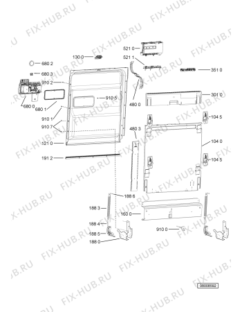 Схема №2 WP 75/5 LD с изображением Модуль (плата) управления для посудомоечной машины Whirlpool 481072902191