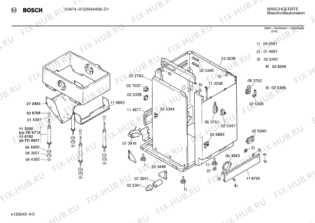 Взрыв-схема стиральной машины Bosch 0722044458 V3474 - Схема узла 02