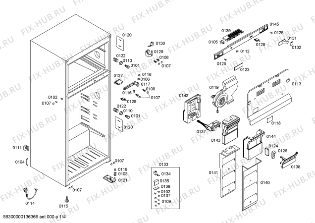 Схема №1 KDN36A03 с изображением Дверь для холодильной камеры Bosch 00245506