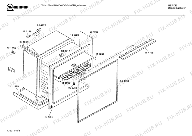 Схема №1 U1140S0GB 1051-1EM с изображением Инструкция по эксплуатации для электропечи Bosch 00515954