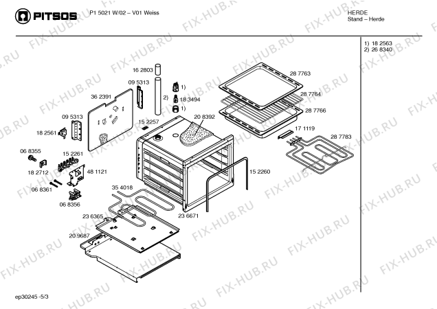 Схема №1 P1HSB21320 с изображением Корпус духовки для электропечи Bosch 00236671