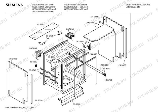 Взрыв-схема посудомоечной машины Siemens SE35260 - Схема узла 03