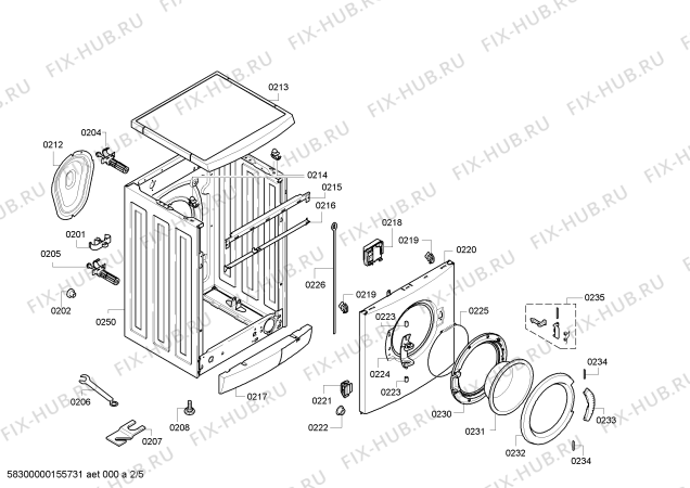 Взрыв-схема стиральной машины Bosch WAE28361SN maxx 7 VarioPerfect - Схема узла 02