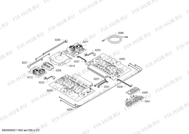 Взрыв-схема плиты (духовки) Bosch PID651BB1E - Схема узла 02