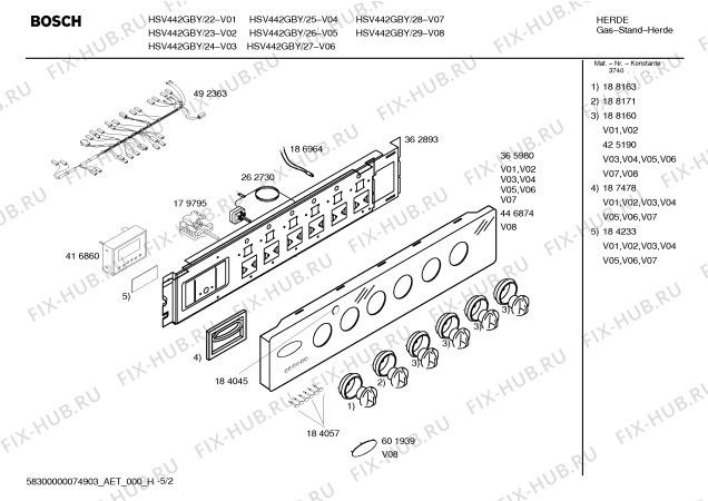 Схема №1 HSV442GBY Bosch с изображением Инструкция по эксплуатации для электропечи Bosch 00583713