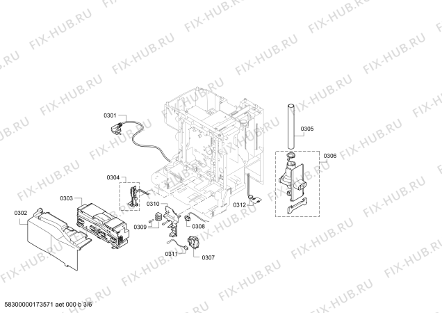 Взрыв-схема кофеварки (кофемашины) Siemens TE501803CN EQ.5 - Схема узла 03