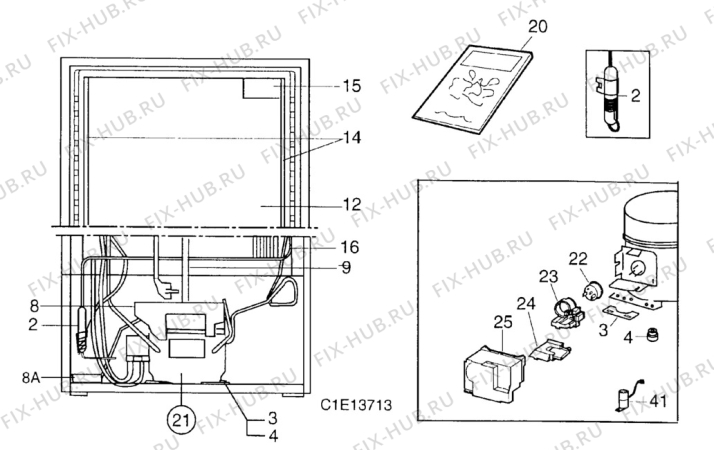 Взрыв-схема холодильника Electrolux ER7513C - Схема узла Functional parts