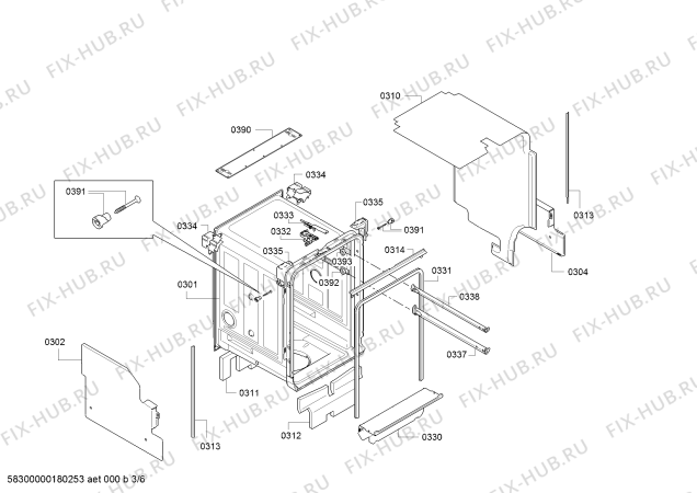 Схема №1 3VT530XA с изображением Передняя панель для посудомойки Bosch 00708162