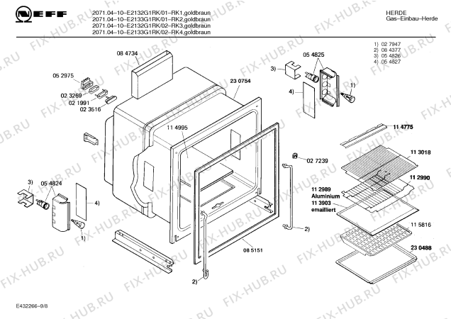 Схема №1 E2132G2GB 2071.04-10 с изображением Планка для плиты (духовки) Bosch 00282319