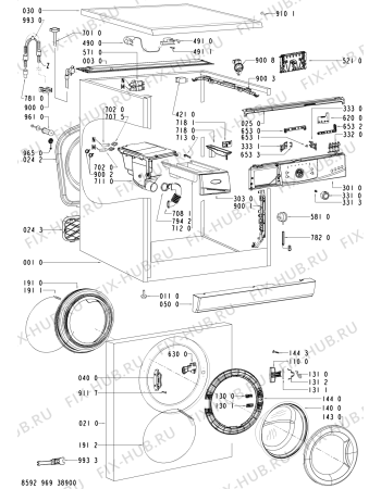 Схема №1 AWO/D 6127 с изображением Обшивка для стиральной машины Whirlpool 480111102734