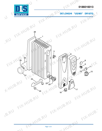 Схема №1 DR18TG с изображением Обшивка для электрообогревателя DELONGHI 7086001300