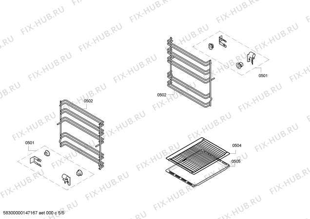 Взрыв-схема плиты (духовки) Bosch HCE422120 - Схема узла 05