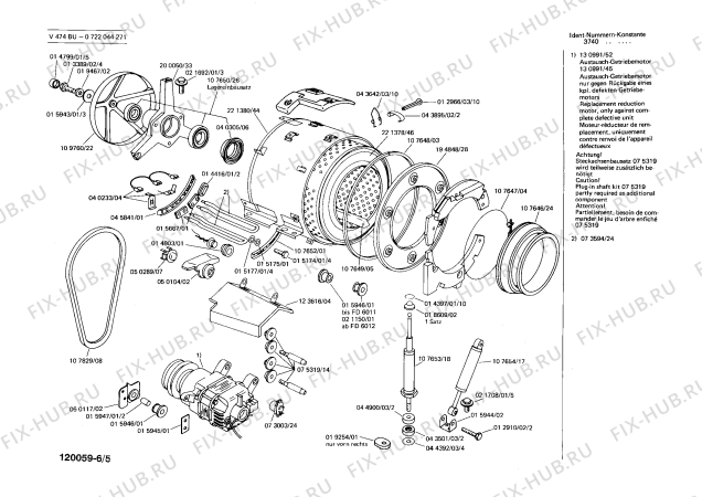 Взрыв-схема стиральной машины Bosch 0722044271 V474BU - Схема узла 05