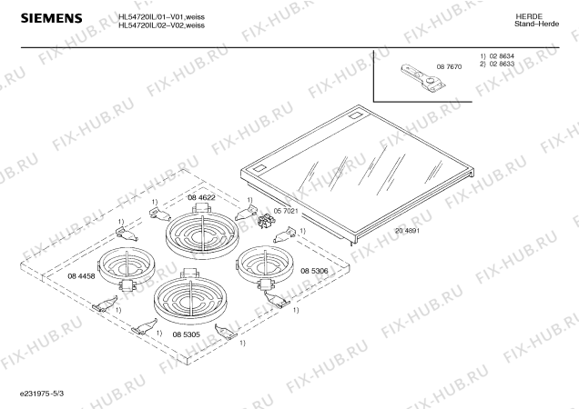 Взрыв-схема плиты (духовки) Siemens HL54720IL - Схема узла 03