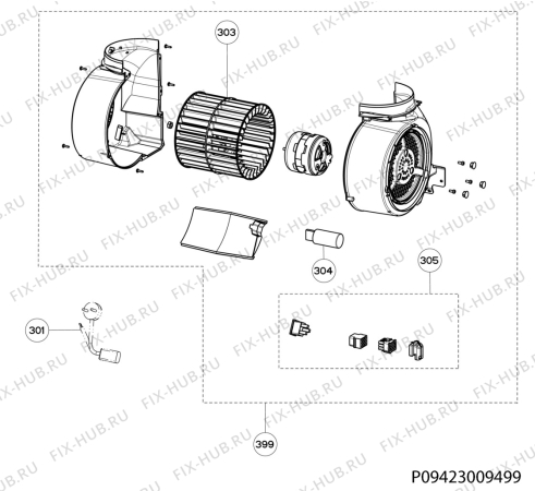 Взрыв-схема вытяжки Electrolux EFB90550DX - Схема узла Motor