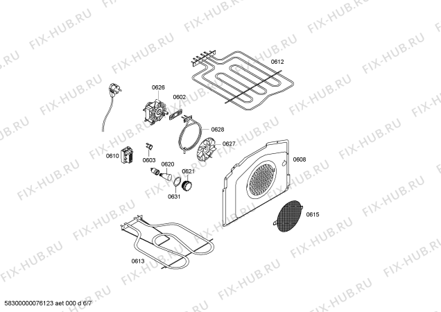 Взрыв-схема плиты (духовки) Bosch HSW745020H - Схема узла 06