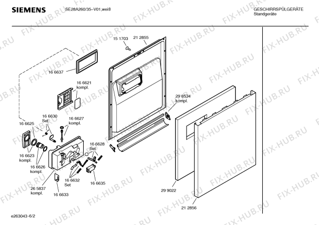 Схема №2 SE28A260 с изображением Инструкция по эксплуатации для посудомоечной машины Siemens 00582727