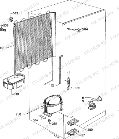 Взрыв-схема холодильника Zanussi ZF20/8RD - Схема узла Cooling system 017