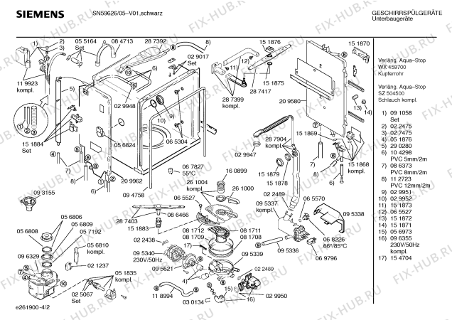 Схема №1 SN59626 с изображением Панель для посудомойки Siemens 00289910