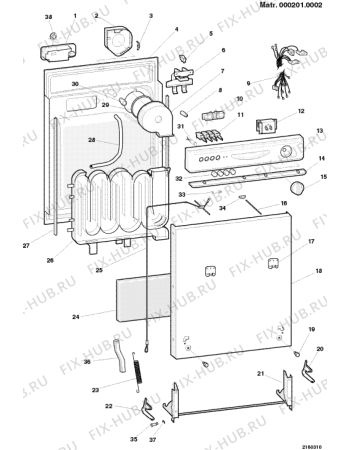 Взрыв-схема посудомоечной машины Ariston LSV61BK (F016928) - Схема узла