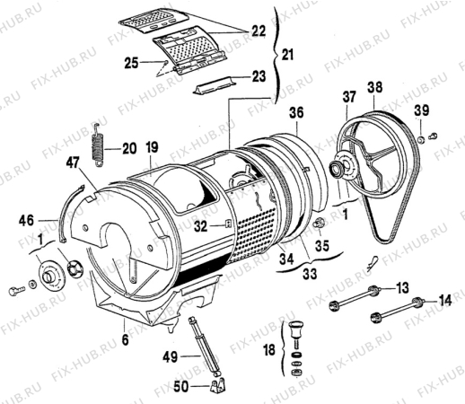 Взрыв-схема стиральной машины Husqvarna Electrolux QW128 - Схема узла W30 Water details  D